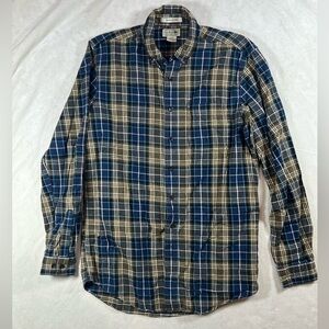 L.L. Bean M-Tall Blue Plaid Slightly Fitted Classic Lightweight Flannel Shirt